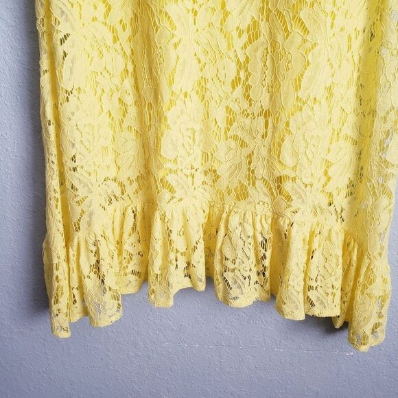 ASOS Yellow Lace Long Sleeve Midi Dress - Picture 3 of 10
